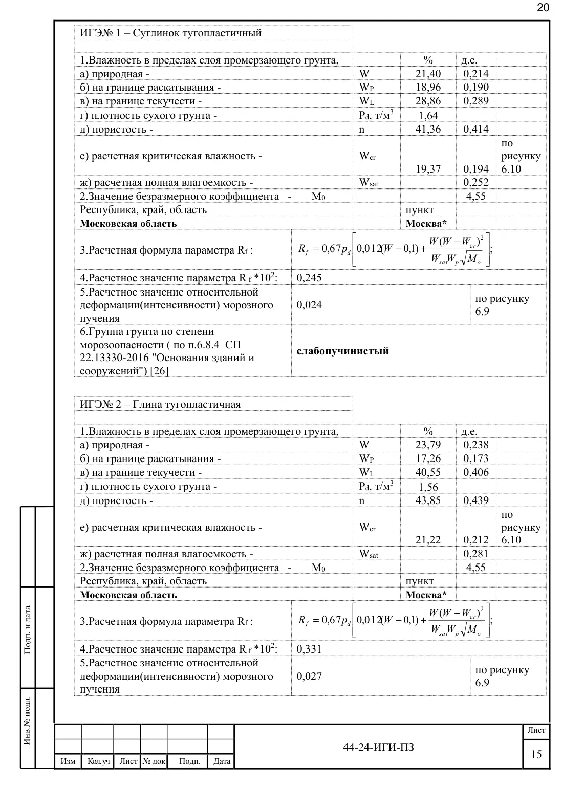 Technical Report 44-24-GT · building on Bibirevskaya St., 178 sheets, sheet 20