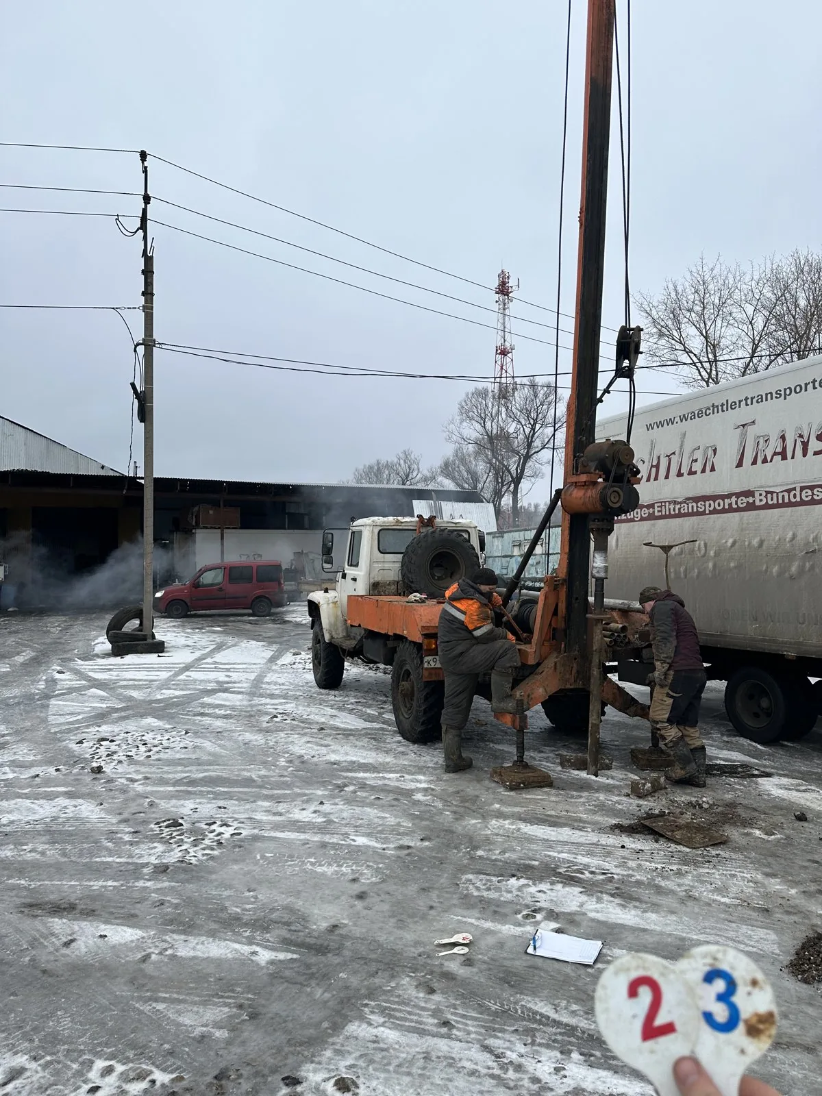 Drilling Borehole 23 along the overhead power line