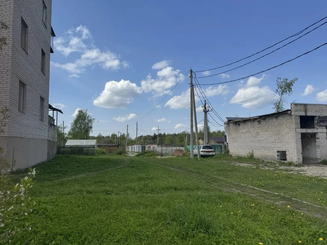 View looking east: established development around the site