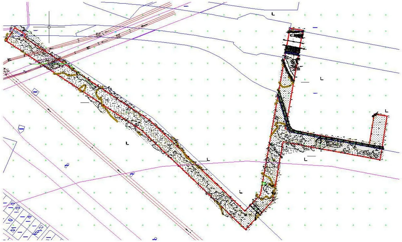 Proposed gas pipeline route diagram: main line and lateral branch along the M-12 motorway