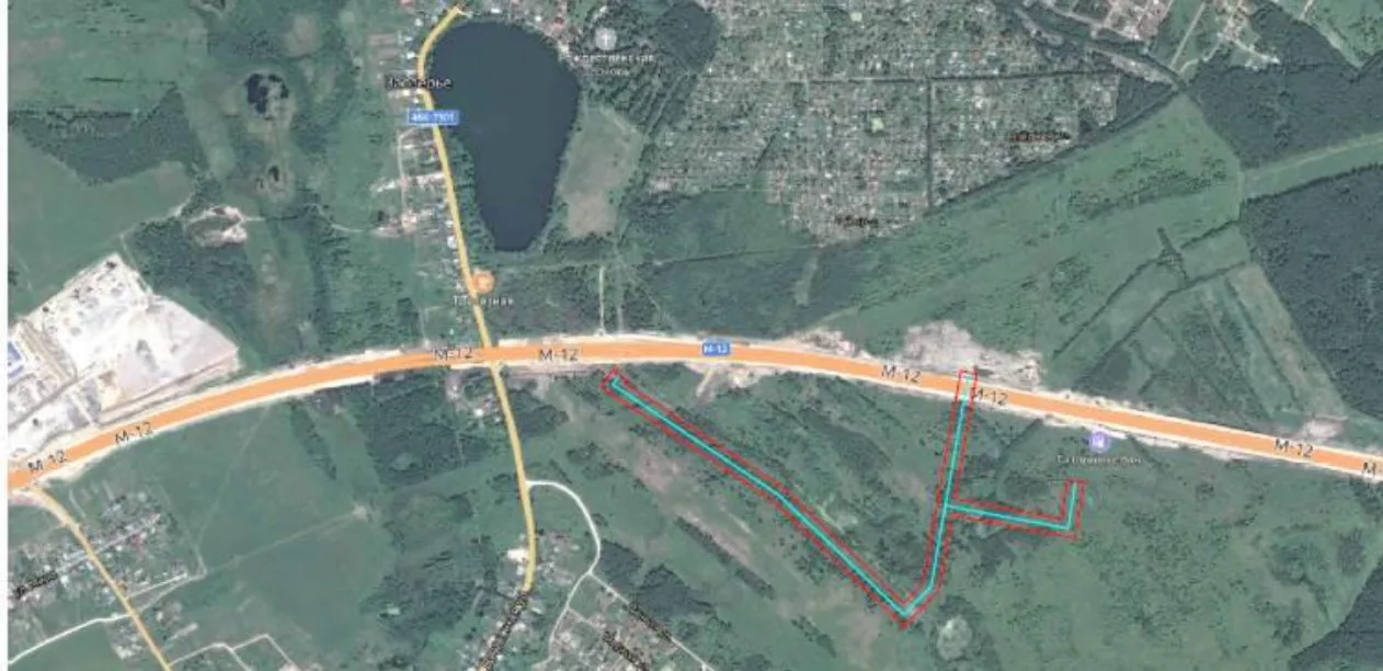 Location plan: topographic survey boundary along the M-12 highway