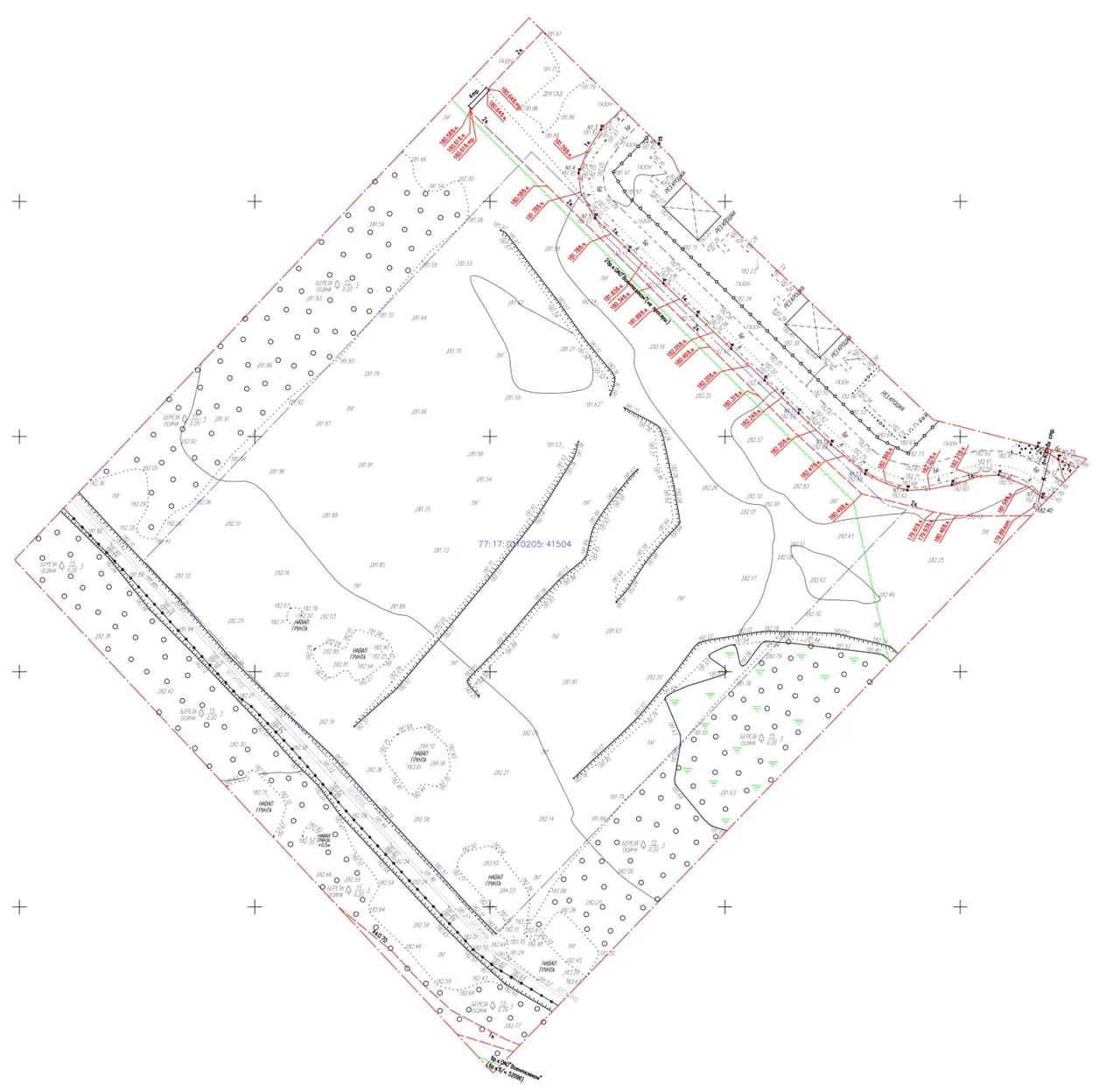 Engineering topographic site plan, scale 1:500